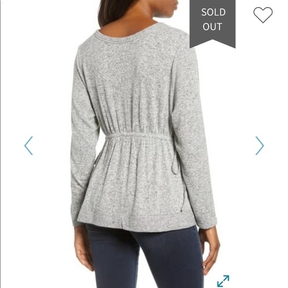 Caslon Cozy Tie Waist Peplum Top - Picture 2 of 8